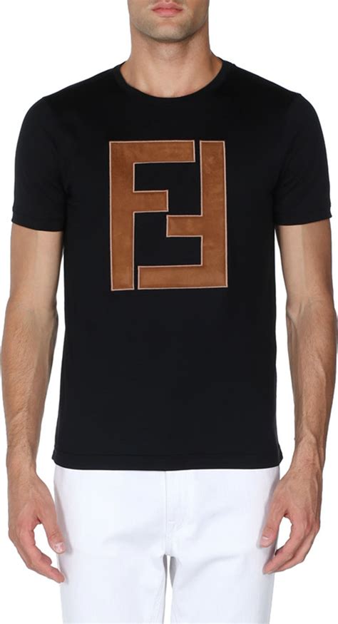 fendi faux leather logo t shirt|fendi logo t shirt men's.